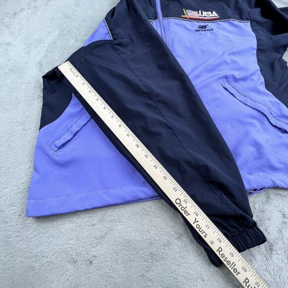 New Balance Womens Medium Purple USA Lightweight Jacket Full Zip Windbreaker Y2K - Picture 8 of 16